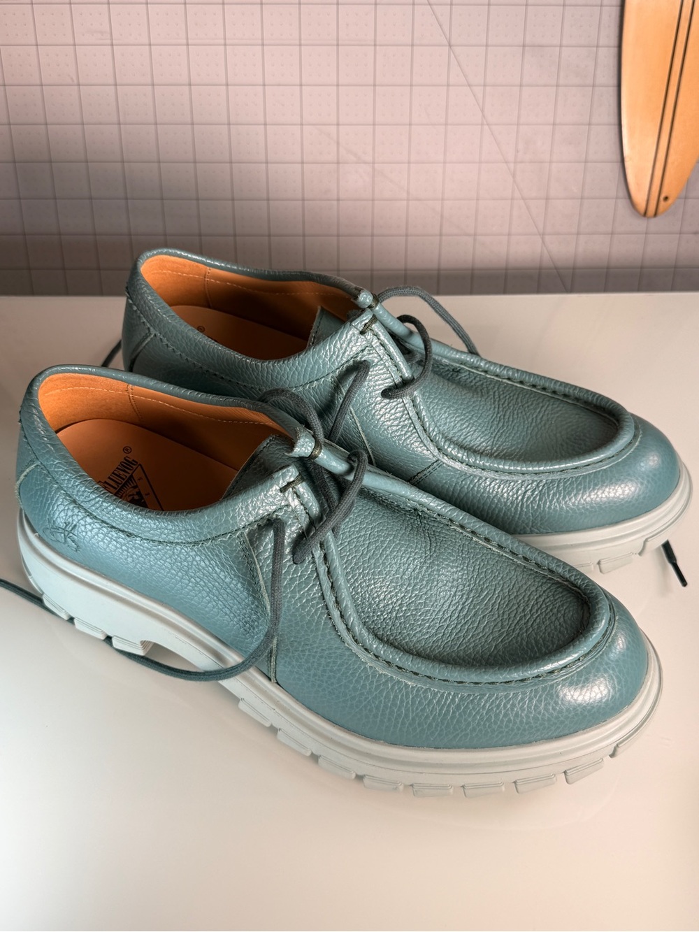 Men's Teal Casual Leather Shoes - Picture 4 of 15